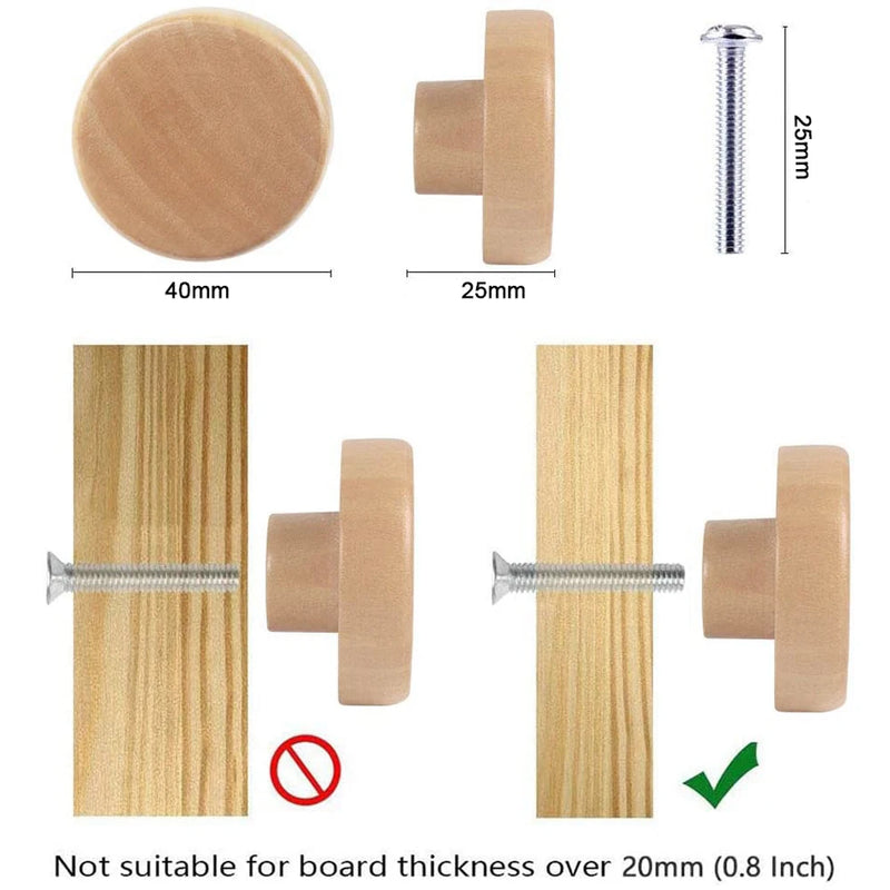 1 Pcs Cabinet Door Wood Knobs Pulls Wardrobe Cupboards Drawer Round Pulls Kitchen Closet Dressing Table Wooden Furniture Handles