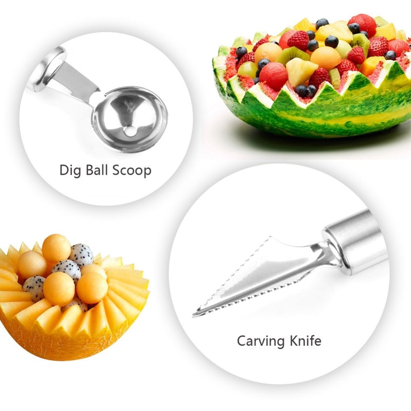 Stainless Steel Watermelon Slicer Fruit Knife Windmill Cutter Ice Cream Dig Ball Melon Baller Scoop Assorted Cold Kitchen Tools