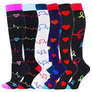 3/6/7 PairsCompression Socks Women Knee High 30mmHg Sports Socks Edema Diabetes Varicose Veins Running Cycling Marathon Socks