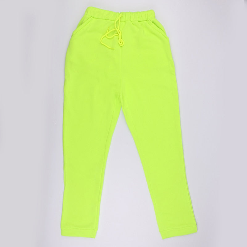 OMSJ 2023 Neon Green Solid Tracksuit Women 2 Piece Sets Casual Outfit Pants Set Suit Long Sleeve Clothing Set Streetwear Femme