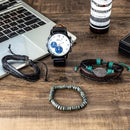 Fashion Watches Set men Bussiness Steel Band Watch Quartz Sport Wristwatch With Various Woven Hand Ropes bracelet Sets Box Fast