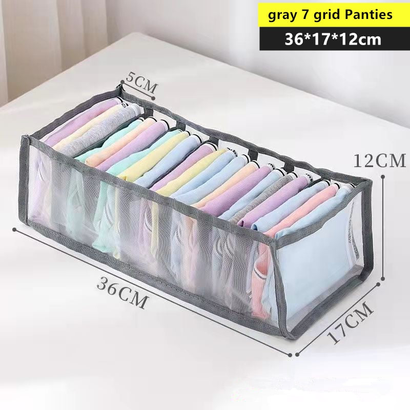 7 Grid Jeans Storage Box Closet Organizer Home Separation Bra Leggings Clothes Storage Case Drawer Wardrobe Divided Storage Bags