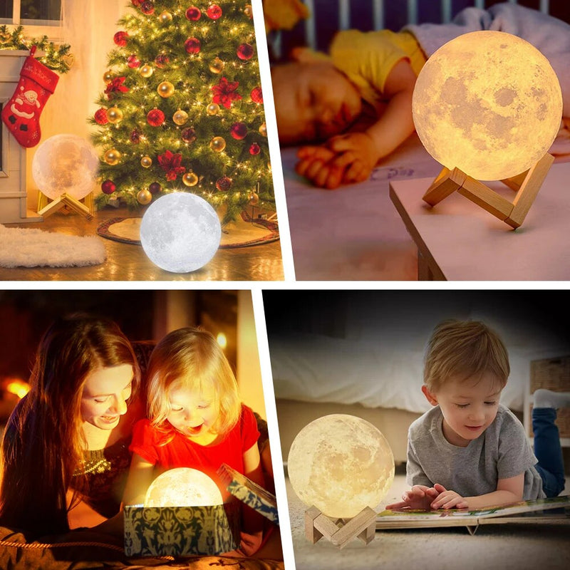 Rodanny 3D Print Moon Lamp Night Light Moonlight Touch Remote Control USB Rechargeable Table Desk Llight For Home