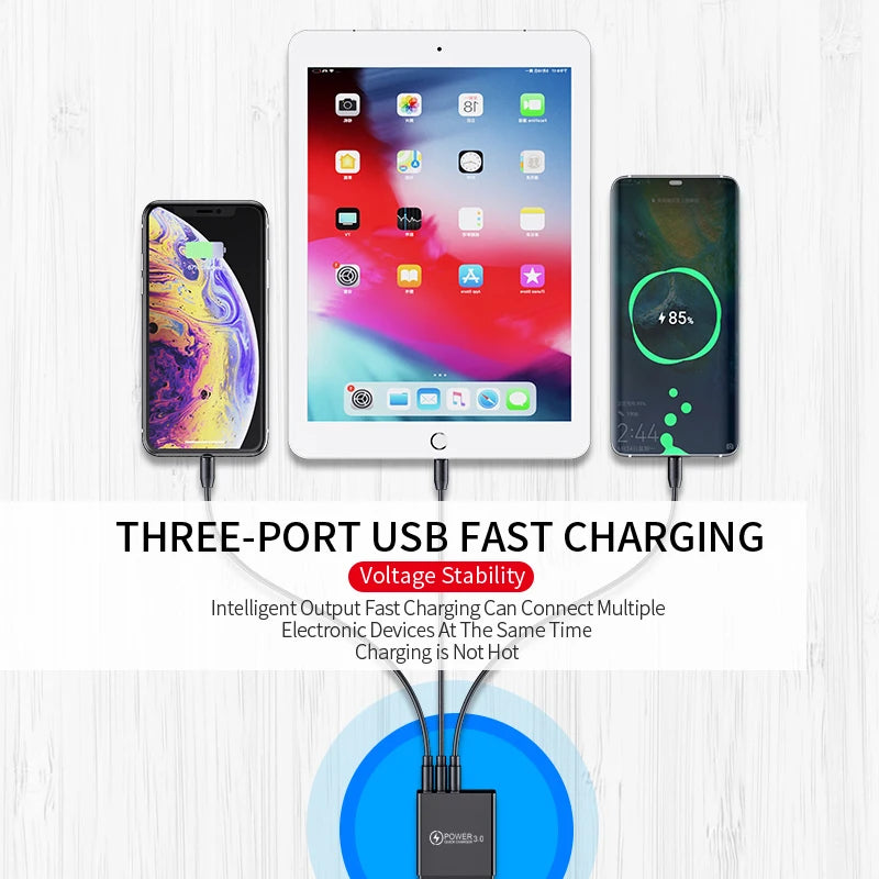 5V 3A Digital Display Quick charge 3.0 USB Charger for Xiaomi mi 11 10 9 iPhone Samsung Huawei Fast Charging Wall Phone Charger