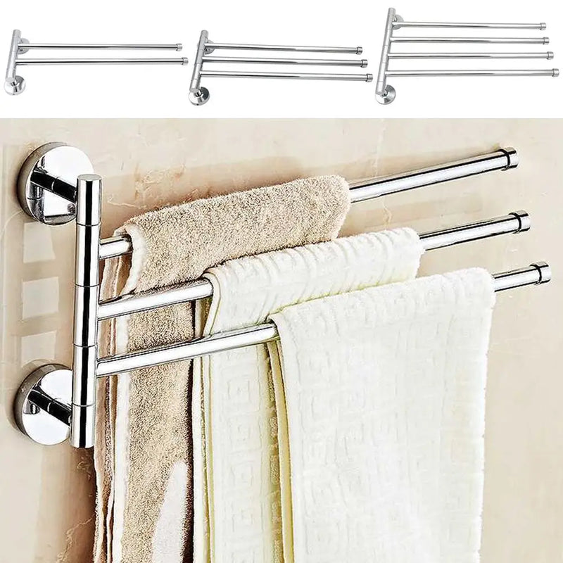 Stainless Steel Towel Bar Rotating Towel Rack Bathroom Kitchen Wall-mounted Towel Polished Rack Holder Hardware Accessory