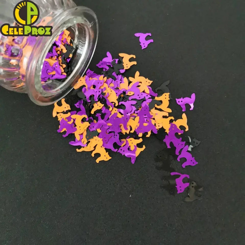 15g Cat Dog Confetti Spider Bat Sequin DIY Animal Theme Party Table Decoration Halloween Black White Purple Festival Supplies