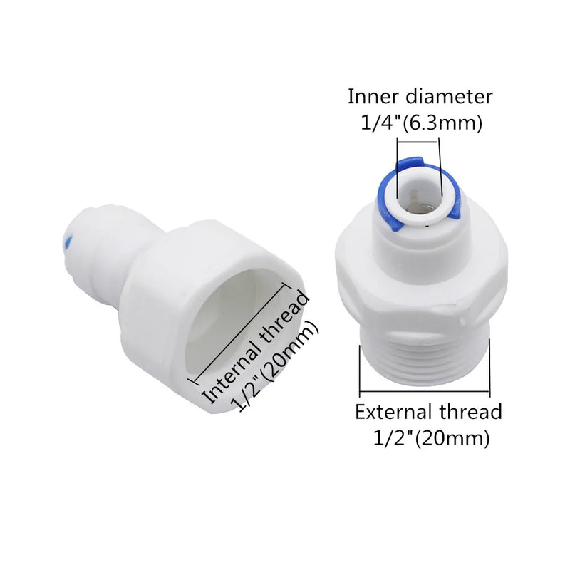 1/4" To 1/2" Male/Femal Thread Quick Connector Butt Pneumatic Pipe Connection Fittings Slip Lock Quick-connectors 1Pc