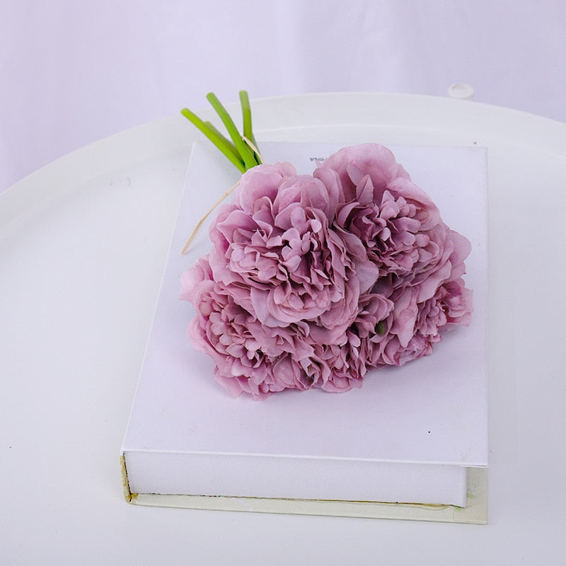 Beautiful Peony Artificial Flowers Bouquet Pink Big Silk Bloom Fake Flower Home Wedding Centerpieces Decor Living Room Bedroom