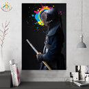 Wall Art Prints Poster Canvas Painting Scroll Frames Pictures Design Home Decoration Cool Black Japan Bushido Samurai