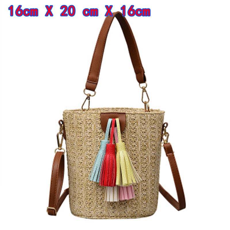 Small Straw Bucket Bags For Women 2020 Summer Crossbody Bags Lady Travel Purses and Handbags Female Shoulder Messenger Bag