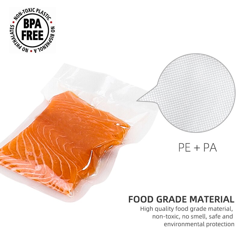 ROSPEC BPA Free Vacuum Sealing Bags Kitchen Dry Wet Food Vacuum Storage Bags Fruit Vaccum Sealer Packer Fresh-Keeping Bags 20*25