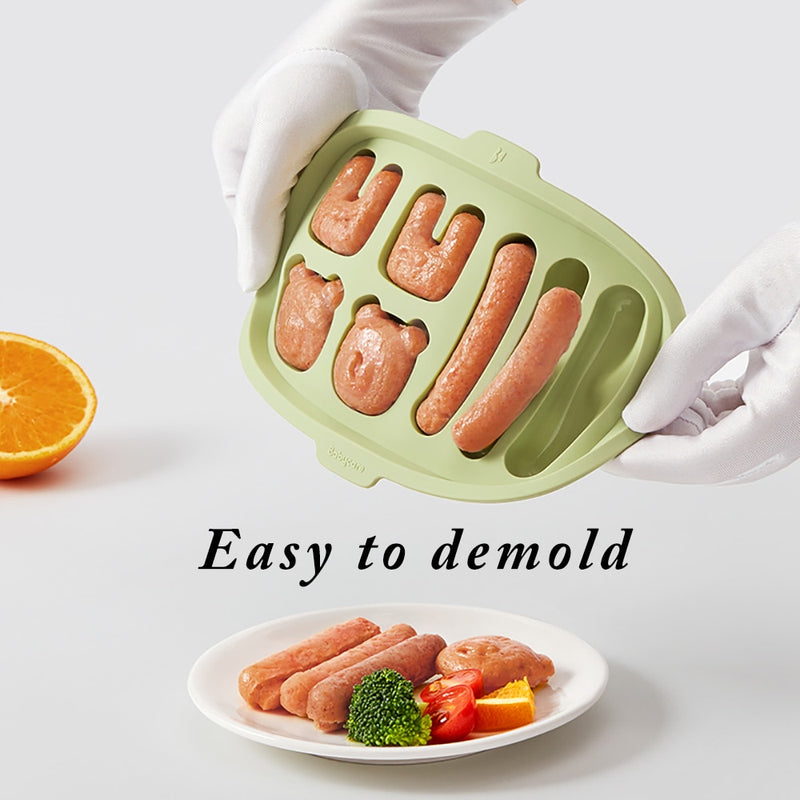 BC Babycare Silicone Cute Shape DIY Sausage Making Mould Reusable Hot Dog Maker Molds Safe Baby Food Supplement Storage BPA Free