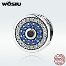 WOSTU 100% Real 925 Sterling Silver Dazzling Zircon Charm Beads Fit Original DIY Bracelet Pendants Necklace SIlver 925 Jewelry