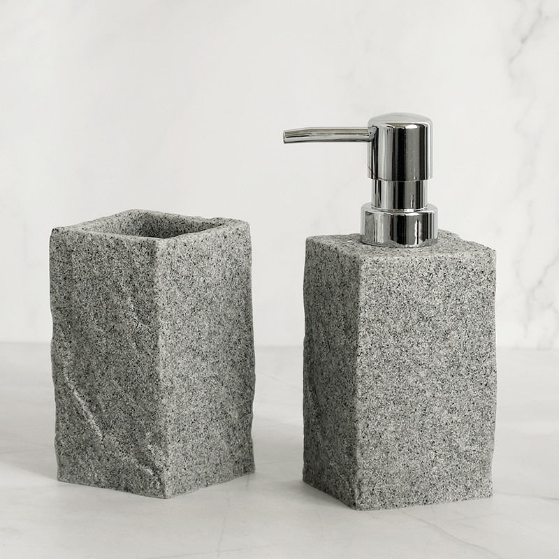 Bathroom Accessories Single Imitati Granite Iiquid Soap Dispenser Toothbrush Holder Cup Soap Dish Toilet Brush Holder