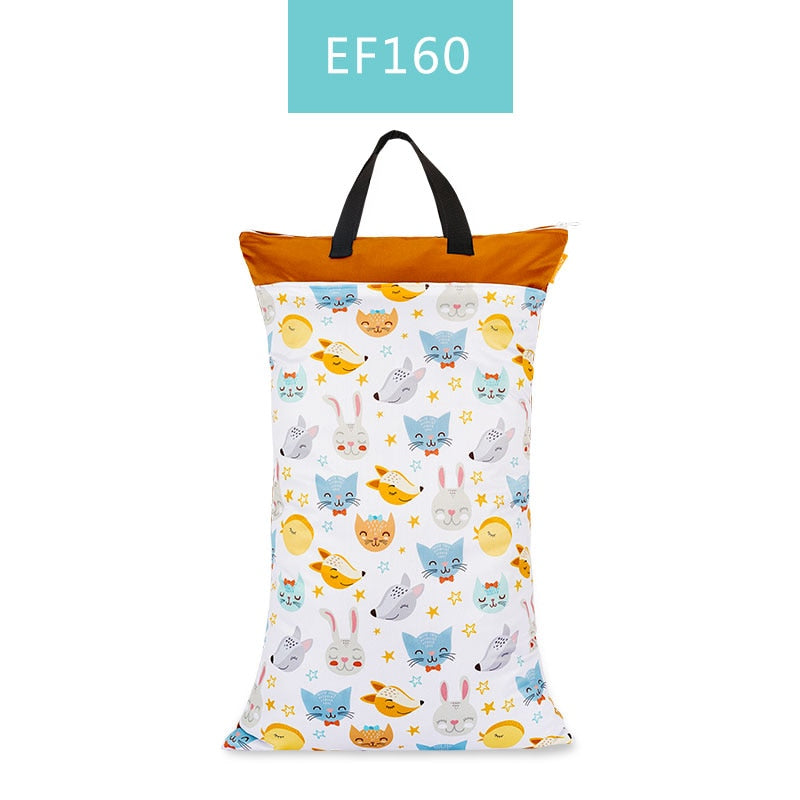 Happy flute 1 pcs Large Hanging Wet/Dry Pail Bag for Cloth Diaper,Inserts,Nappy, Laundry With Two Zippered Waterproof,Reusable