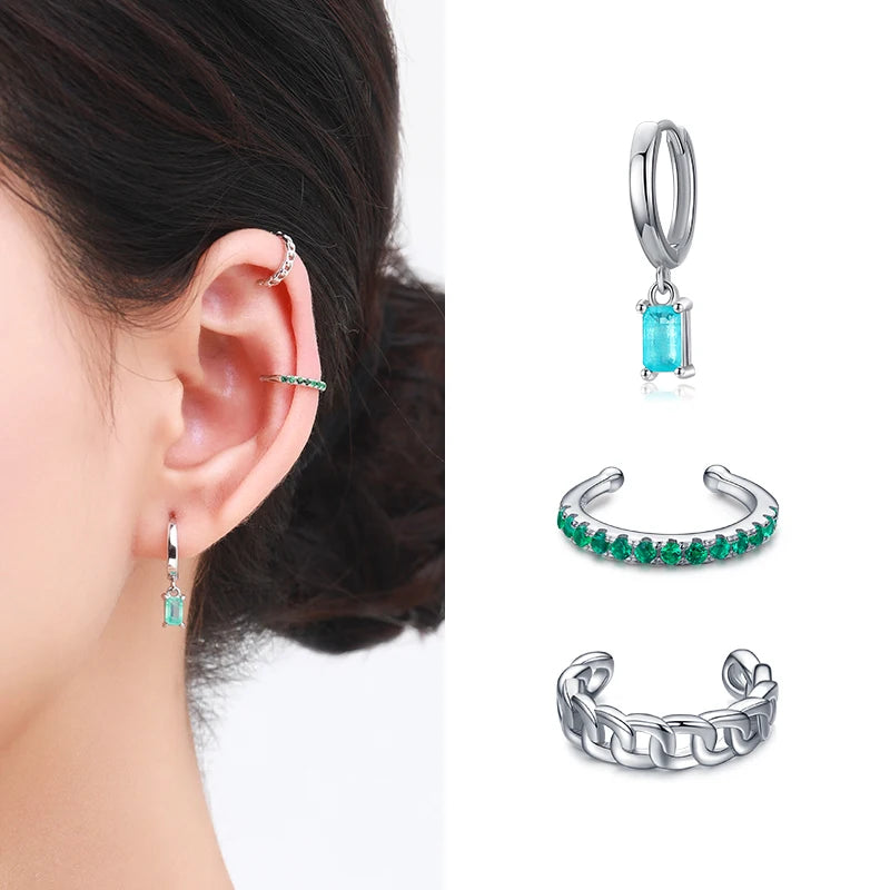 MODIAN 1 Piece Rainbow Ear Clips 925 Sterling Silver Fashion Unique Tiny Cuff Earrings For Women Girl Fine Jewelry Accessories