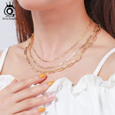 ORSA JEWELS 6mm 9mm 12mm Sizes Paperclip Link Chain Necklace 925 Sterling Silver 14k Gold Chain Man Woman Necklaces as Gift SC39