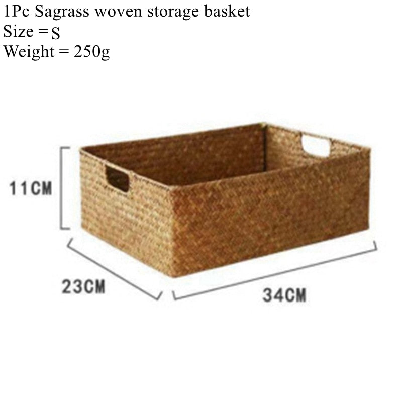 Zerolife Natural Large Woven Seagrass Basket Of Straw Wicker For Home Table Fruit Bread Towels Small Kitchen Storage Container