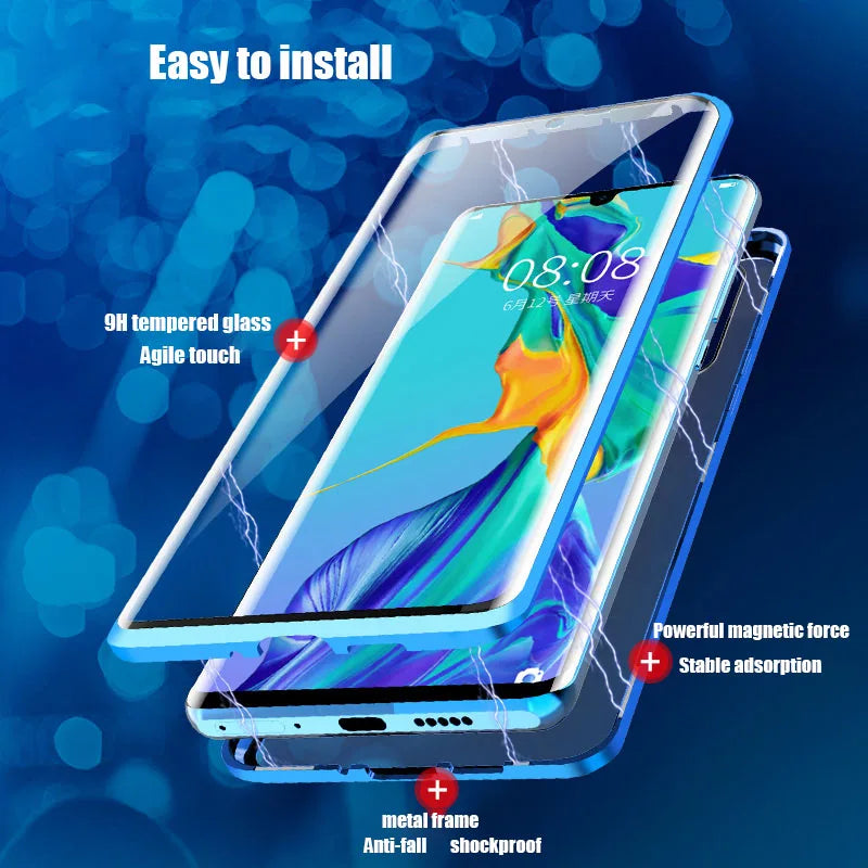 360 Magnetic Metal Case For Huawei Mate 30 20 P40 30 20 Pro Lite Double Side Glass For Honor 10 20 30 9X Pro 8X Nova 7 5 6 Cover