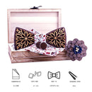 Double layer Wooden Bow Tie Men's Cotton Floral wood decoration Bowtie Set Business CuffLinks for Wedding corbatas para hombre