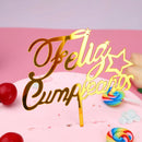 Golden Acrylic Happy Birthday Cake Topper Spanish language Birthday Party Cake Toppers For Kids holiday gifts Dessert Decoration