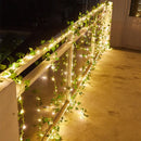 Artificial Flower Green Leaf String Lights Battery Powered Christmas Decorations for Home Tree Garland Light Weeding Party Decor