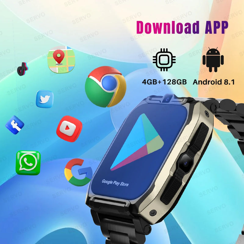XUESEVEN KOM8 4G LTE HD Dual Camera Smartwatch Face Recognition GPS SIM Card Google Play Store Payment Function Men Watch Phone