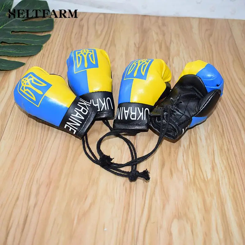 Car Accessories Decoration Gift 1pcs Ukraine National Flag Boxing Gloves Keychains Hanging Pendant Accessories