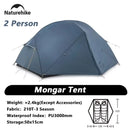 Naturehike Mongar 2 Camping Tent Ultralight Outdoor 3 Season Waterproof 20D Nylon Hiking Tent 2 Person Backpacking Tent