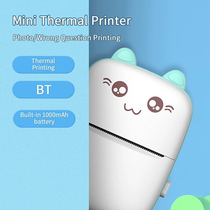 Portable Thermal Printer Mini Wirelessly BT 203dpi Photo Label Memo Wrong Question Printing With USB Cable Imprimante Portable