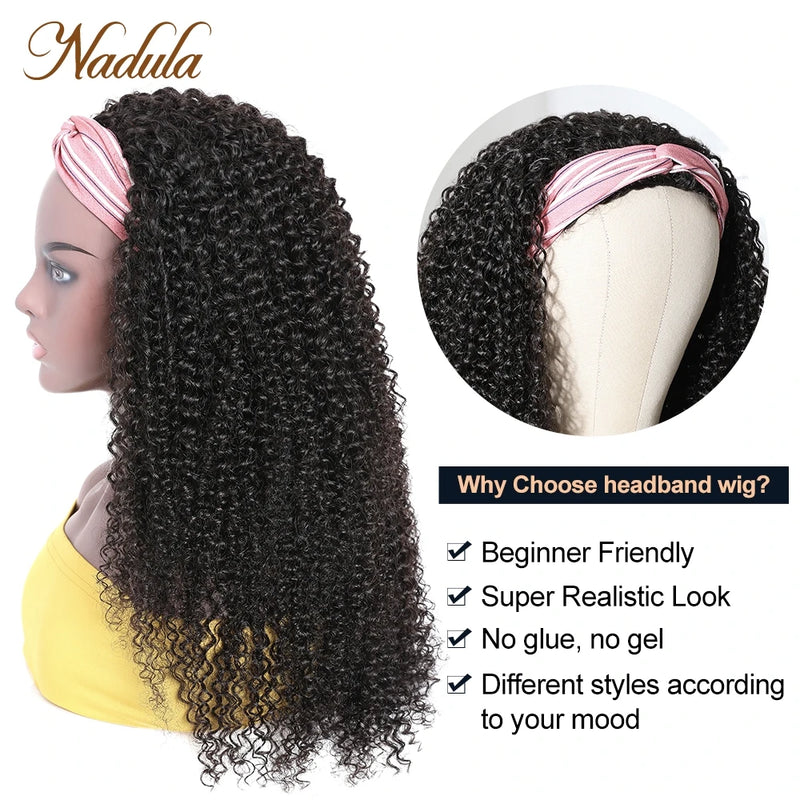 Kinky Curly Half Wig 12"-26inch Long Human Hair Wig For Black Women Nadula Kinky Curly Headband Wig Affordable Natural Hair Wig