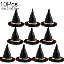 10Pcs Mini Witch Hat And Witch Cauldron Pots Cute Resin Accessories Black Wizard Hat For Halloween Party Home Decor DIY Crafts