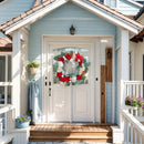 Artificial Red White Flowers Wreath 15.7in Door Hanging Holiday Simulation Flowers Withered Branches Wreaths Hotel