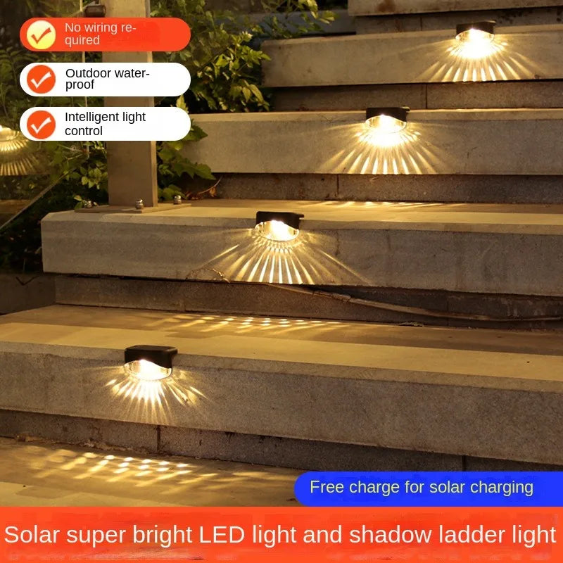 Warm White LED Solar Step Lamp Path Stair Outdoor Garden Lights Waterproof Balcony Light Decoration for Patio Stair Fence Light