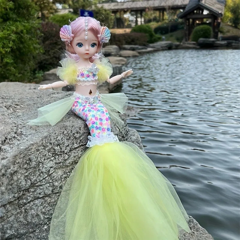 45cm/17.72inch Mermaid Doll Girl Toy Blue Eyed Children's Princess Doll Wedding Dress Doll,Christmas/Halloween/Thanksgiving Gift