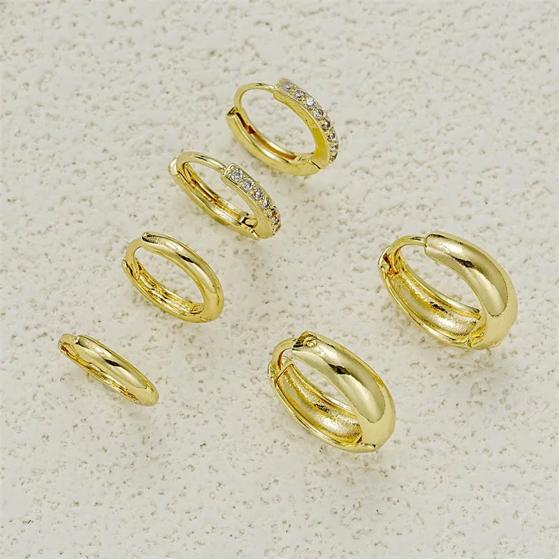 6Pcs Stainless Steel Mini Hoop Earrings Set for Women Shiny Rhinestone Zirconia Huggie Circle Punk Earrings Party Jewelry Gifts