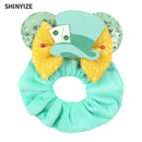 New Chic Disney Mickey Mouse Ears Hair Scrunchies Sequins 4"Bows Elastic Headband Women Velvet Girls DIY Hair Accessories Gift