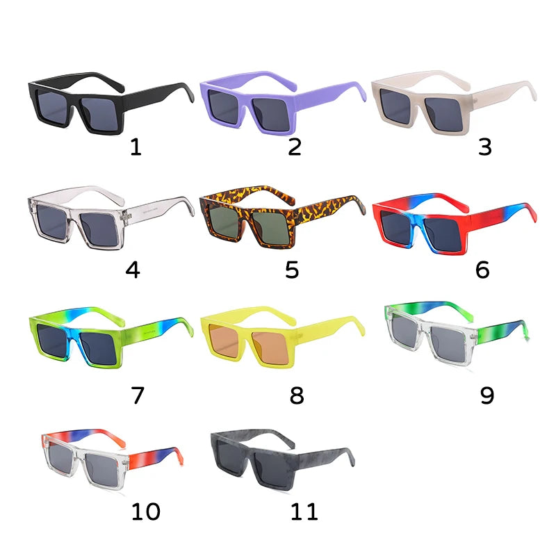 Fashion Square Colorful Sunglasses Women Vintage Retro Multicolor Frame Sun Glasses Men Classic Contrast Color Shades Trending