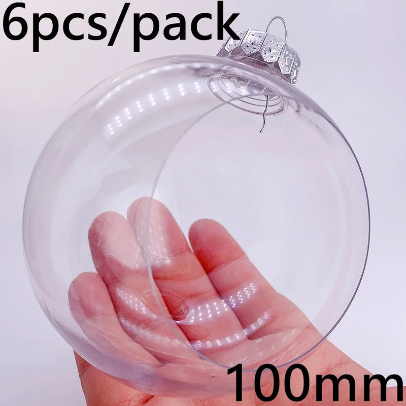 6 Pieces x DIY Shatterproof Transparent Home Christmas Decoration Bauble Ornament 80mm Plastic Window Opening Ball