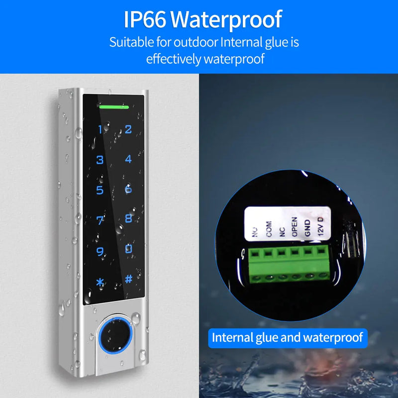 Zine-Alloy IP66 Waterproof Smart TTLock App  Bluetooth Fingerprint or Bell Access Control Keypad Opener Reader Door Lock System