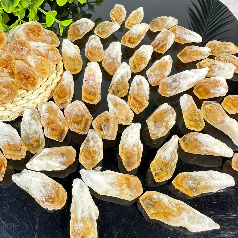 Vibrant Unpolished Natural Citrine Gemstones - Coarse & Loose for Unique Interior Decoration - Aesthetic Decor Bundle