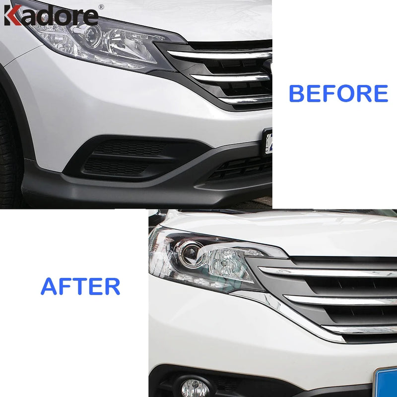 For Honda CRV 2012 2013 2014 ABS Chrome Front Grills Decorative Cover Frame Trim Grilles Decoration Strip Moldings accessories