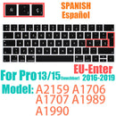 Spanish layout Keyboard Cover for For MacBook Air 13.6/15 M4 M3 M2 A3240 A2941 A3241 A3114, MacBook Pro 14" 16" 13"  12" black