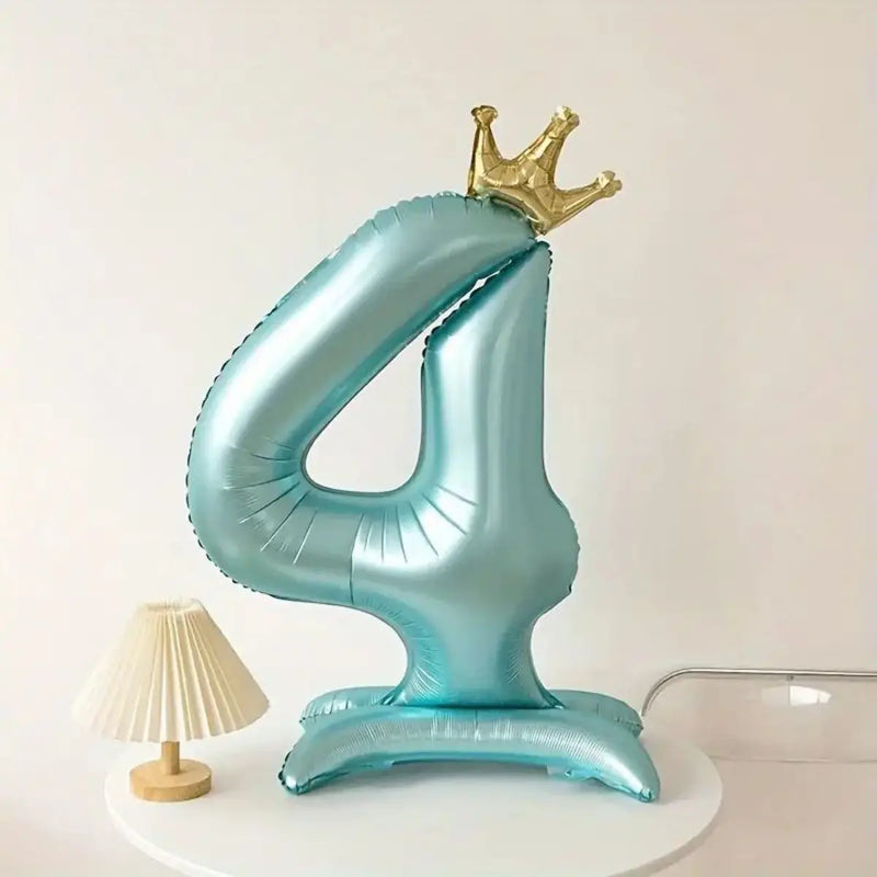 42INCH Blue Crown Number Stand Foil Balloon Large 0-9 Digital Birthday Balloons Wedding Party Gathering Decor Supplies Kids Gift