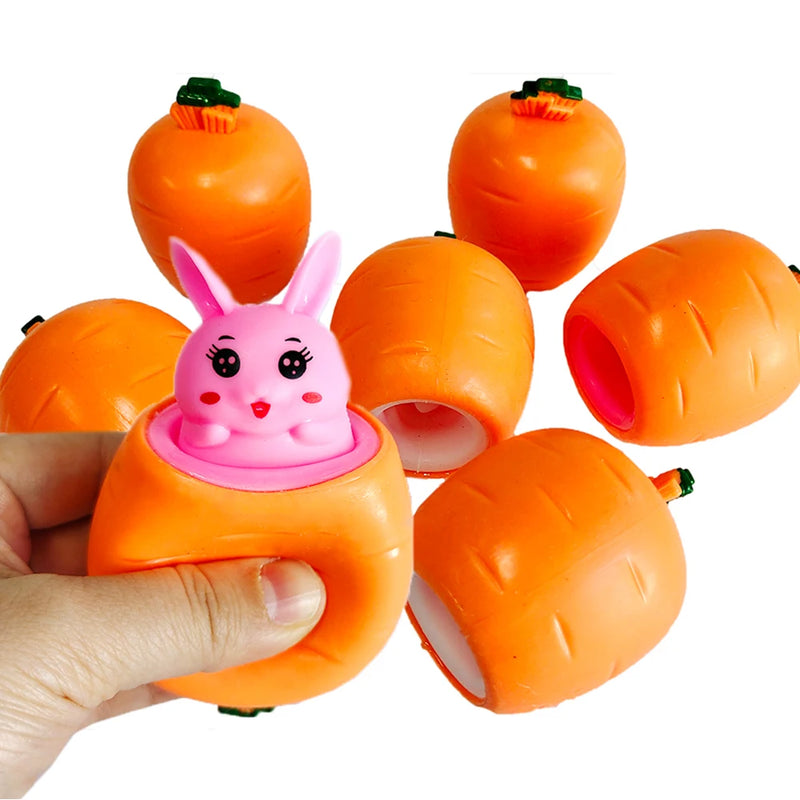 Easter Carrot Rabbit Squeeze Cup Cute Bunny Pinching Plaything Easter Decoration 2024 Easter Rabbit Birthday Gift for Kids