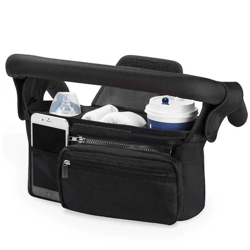 Universal Stroller Organizer Bag Detachable with Insulated Cup Holders, Diaper Storage, Secure Straps, Pockets for Phone, Keys