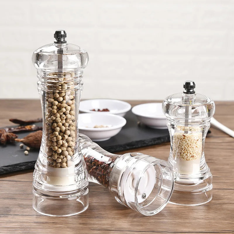 6/7/8inch Pepper Grinder- Acrylic Salt and Pepper Shakers Adjustable Coarseness By Ceramic Rotor Kitchen Accessories