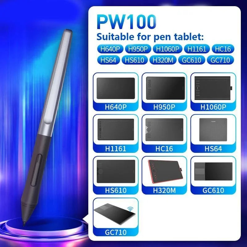 PW100 Digital Pen Battery-free Stylus Pen For HUION H640P H950P H1060P H610PRO V2 H420X Graphics Drawing Tablets Handhold Pen