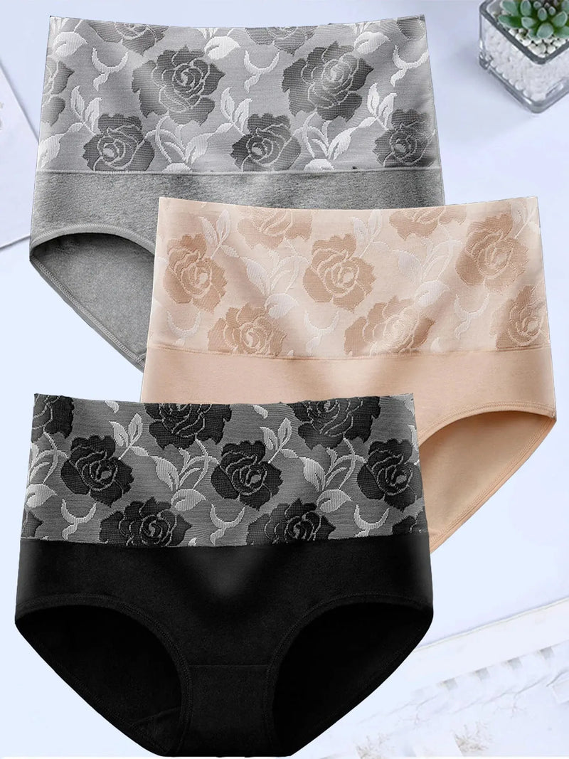 3Pcs Cotton Panties for Women Underwear Plus Size High Rise Briefs Female Sexy Lingeries Pantys Seamless Underpant Girls L-5XL