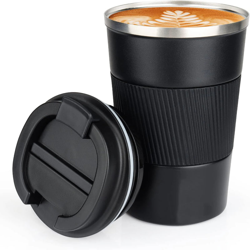 12OZ/17OZ Insulated Coffee Travel Mug Double Wall Stainless Steel Reusable Coffee Tumbler with Leakproof Lid  for Ho